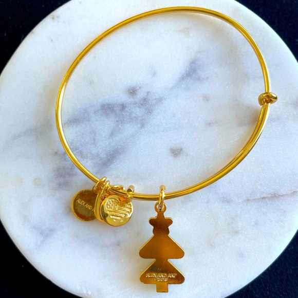 Alex and Ani Christmas Tree Charm Bracelet in Gold - Picture 2 of 2